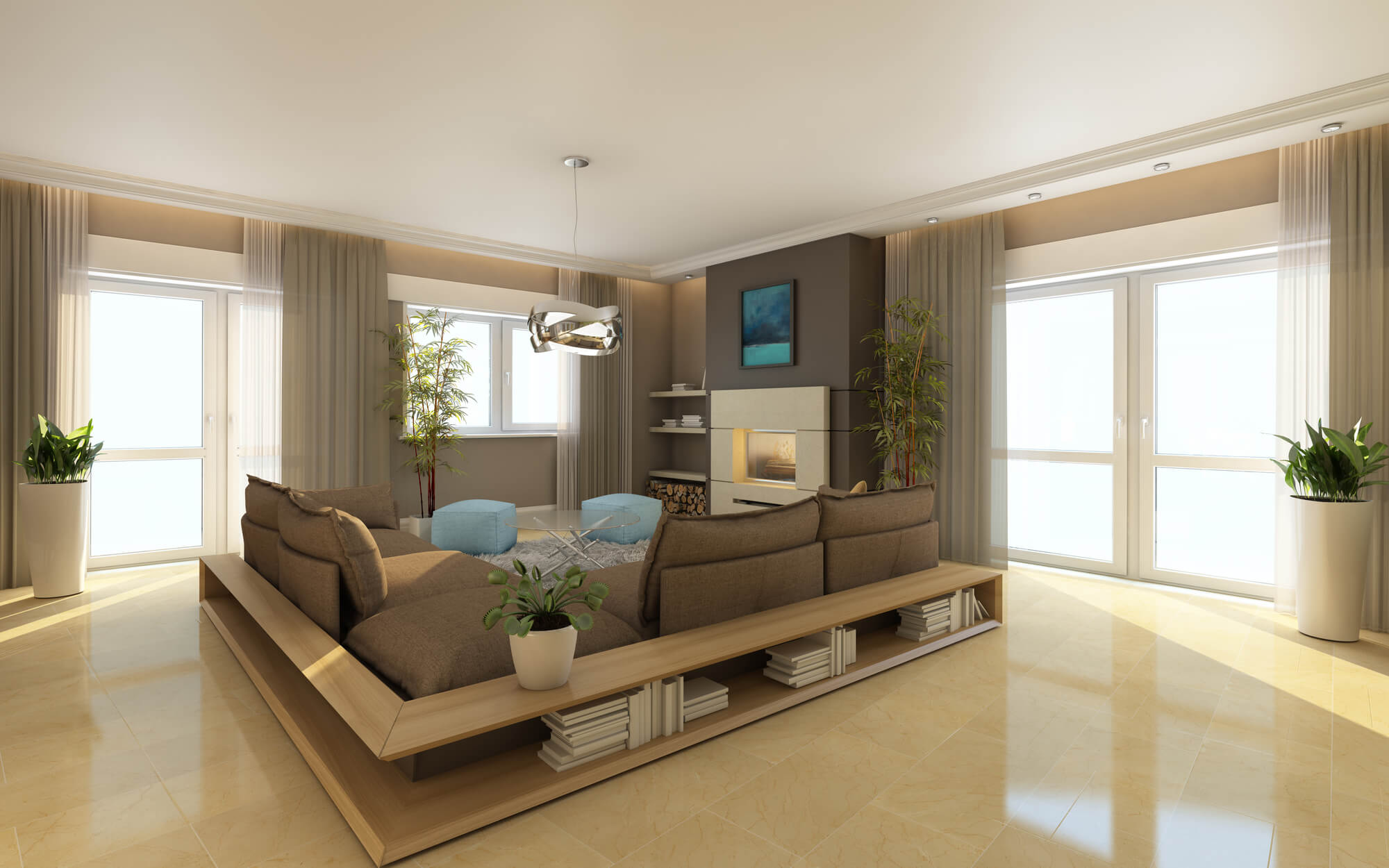 a warm coloured living room