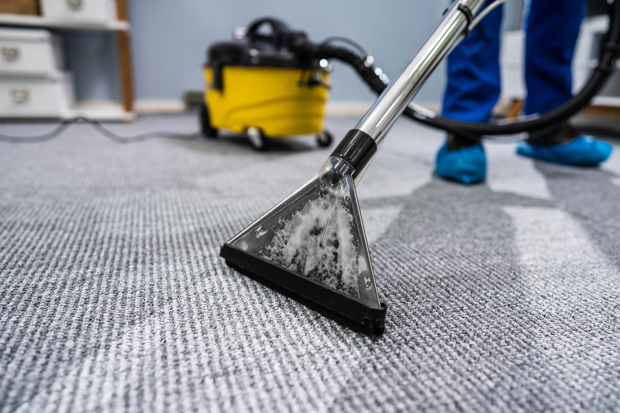 close up of carpet being cleaned