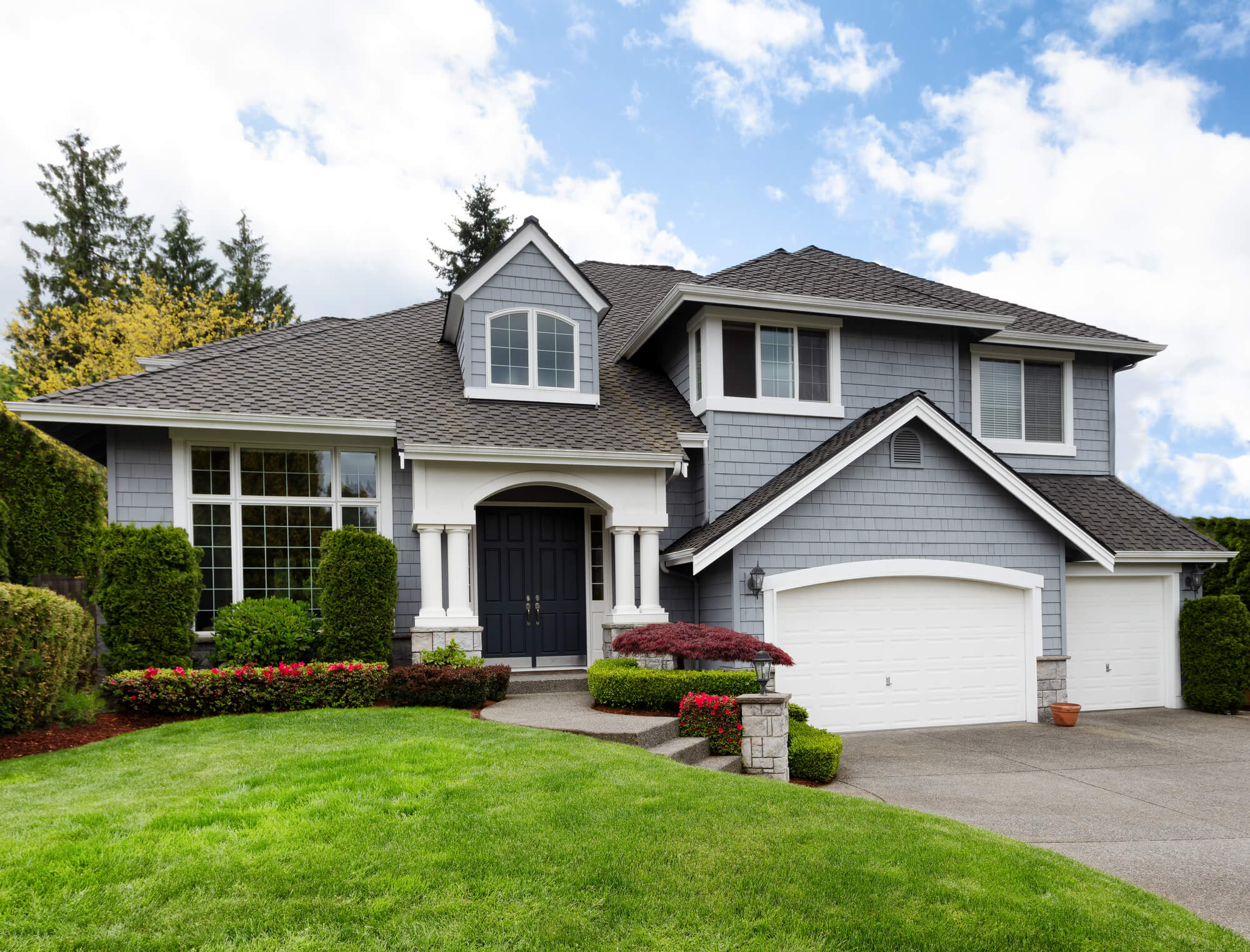 the front of a grey house